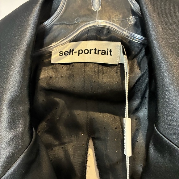 Self Portrait NWT Double Breasted V Neck Black Metallic Woven Blazer Dress Us 6 - Picture 8 of 8